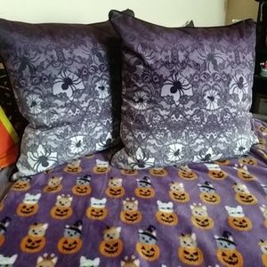 2 for $11 purple spider decor pillows